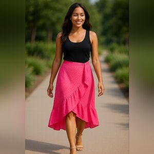 Bar III Vibrant Pink High-Low Skirt